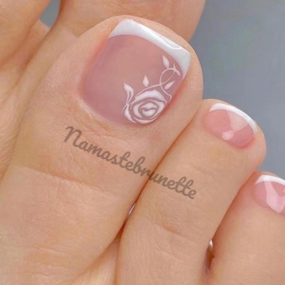 2/$16 Floral French Tip Press On Toenails
